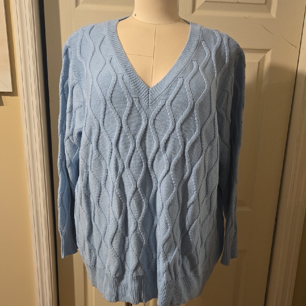 11 Honore Sky Blue V-Neck Sweater